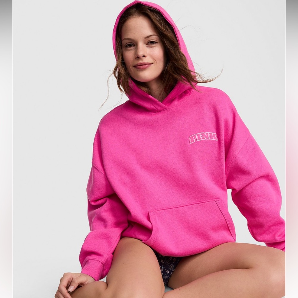 🔥VS Pink NEW release oversized classic pink campus hoodie sz XXL